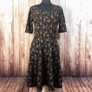LULAROE Nicole Dress Floral Brown
